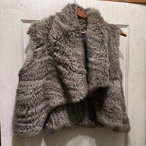 Real Fur Vest in Gray